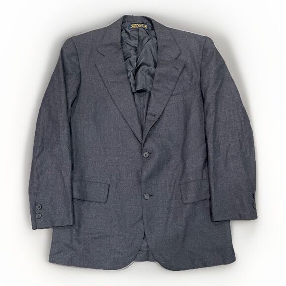 Brooks Brothers Jacket 40S Golden Fleece Charcoal Flannel Blazer 3 Button USA - Picture 1 of 14